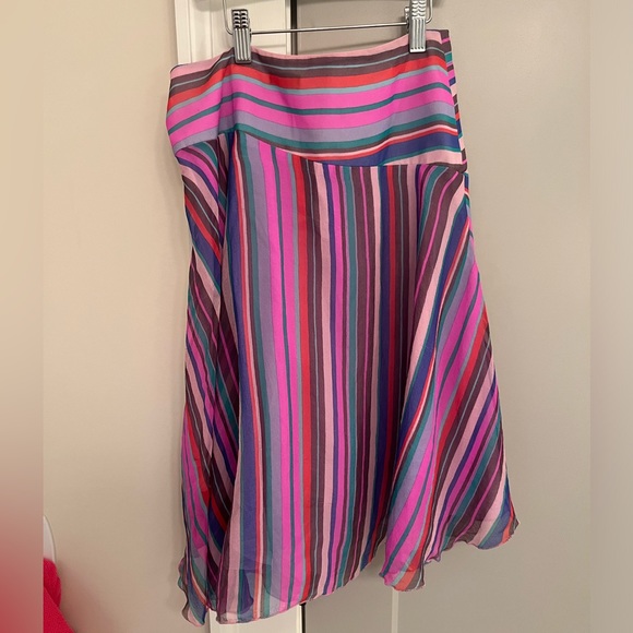 NWT Tibi Womens Multicolor 100% Silk Striped Skirt Size 4 - Picture 3 of 5
